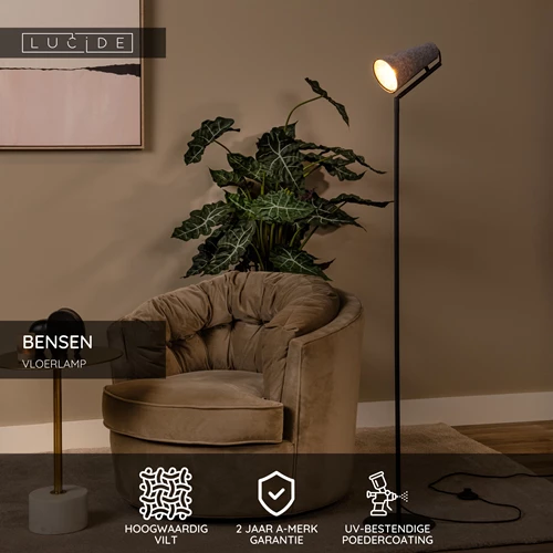 Lucide BENSEN - Vloerlamp - 1xE14 - Grijs - USP